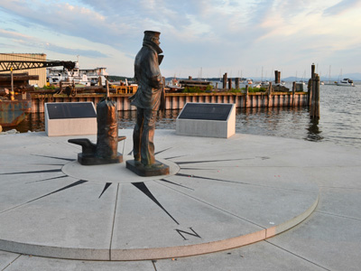 Lake Champlain Navy Memorial and Lone Sailor Statue in Burlington, Vermont